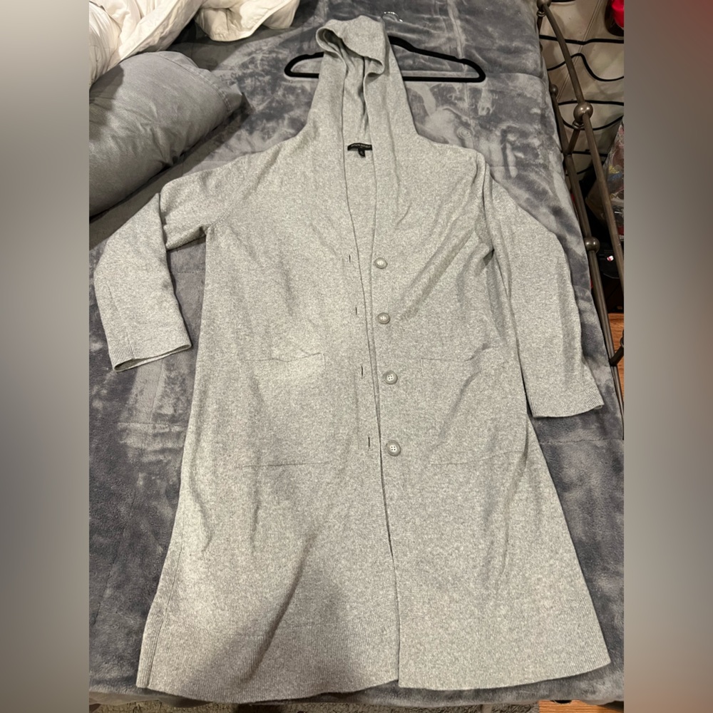 Banana Republic Gray Hooded Cardigan Coat